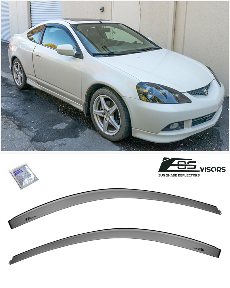 EOS Visors JDM Tape On Smoke Tinted Side Vent Rain Guard For 02-06 Acura RSX DC5
