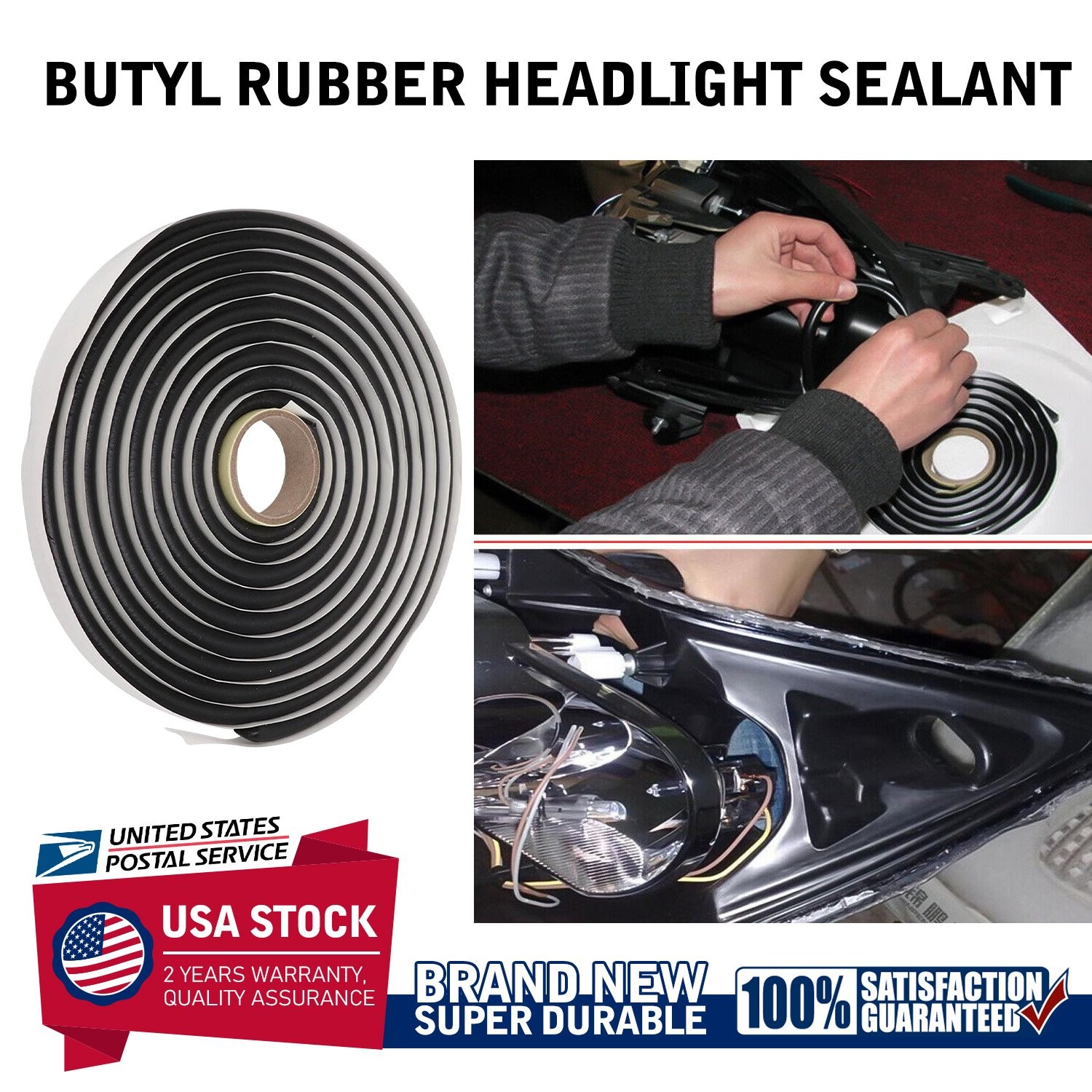 1 Roll Premium Car Black Butyl Rubber Glue Sealant Tape Soundproof Weatherstrip