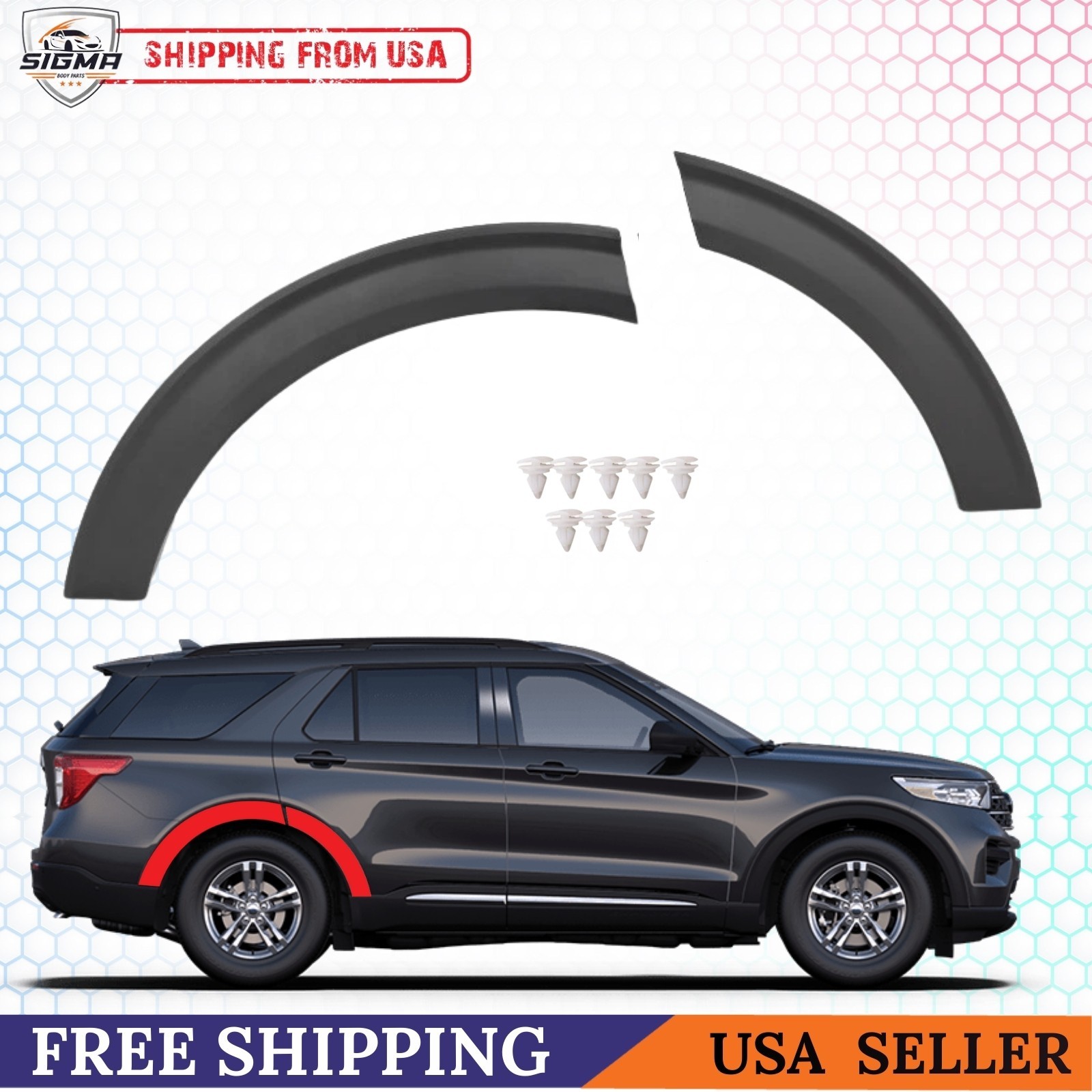 Fits 2020-2024 Ford Explorer Right Rear Passenger Side Wheel Arch Flare 2 pcs