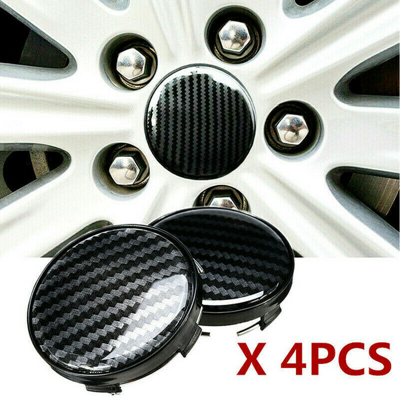 4pcs 60mm Racing Wheel Center Cap Rims Hub Protector Cover Hubcaps Carbon Fiber