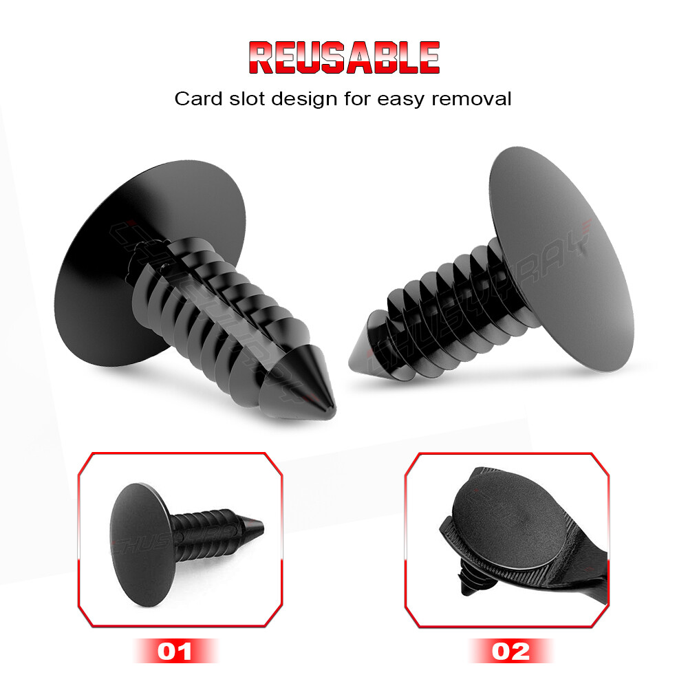 200x Push Type Clip Plastic Retainer Bumper Fender X-Mas Tree Rivet Fit 9mm Hole