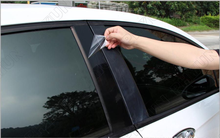 4pcs Glossy Piano Black Polycarbonate Car Door Trim Pillar Posts For Ford Fiesta