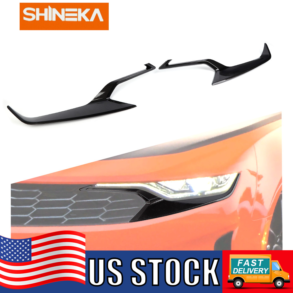FOR 19-23 CHEVY CAMARO 2PCS FRONT HEADLIGHT FRAME COVER TRIM BEZELS CARBON FIBER