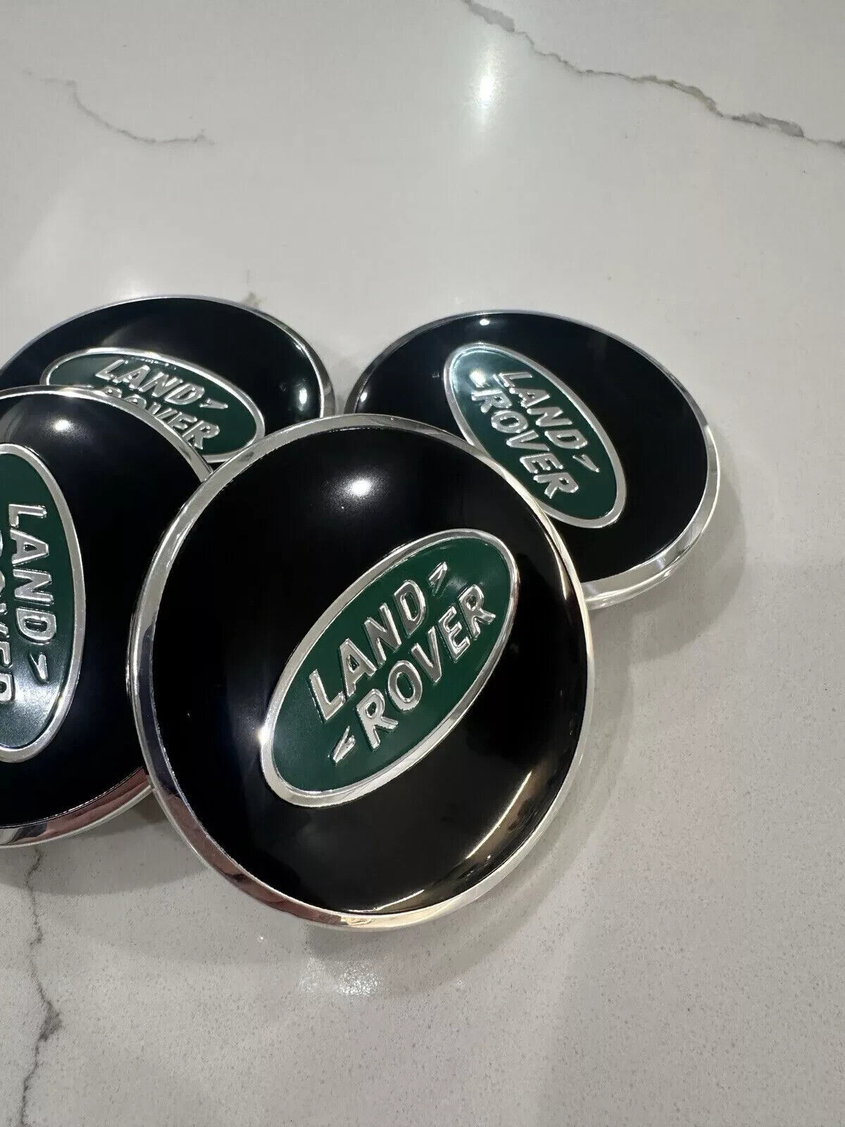 Set of 4 pcs Land Rover Wheel Center Hub Caps Rim Cover Glossy Black Green