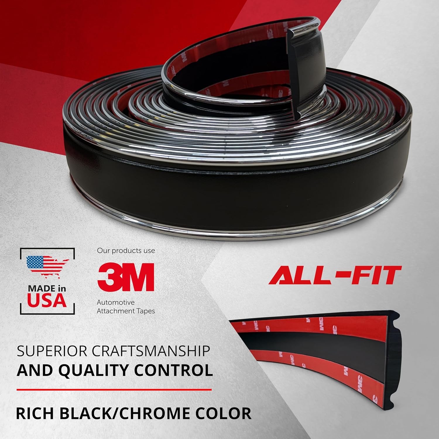 ALL-FIT Black Chrome Square Body Side Molding 73-87 Chevy C10 GMC Truck 2.25″