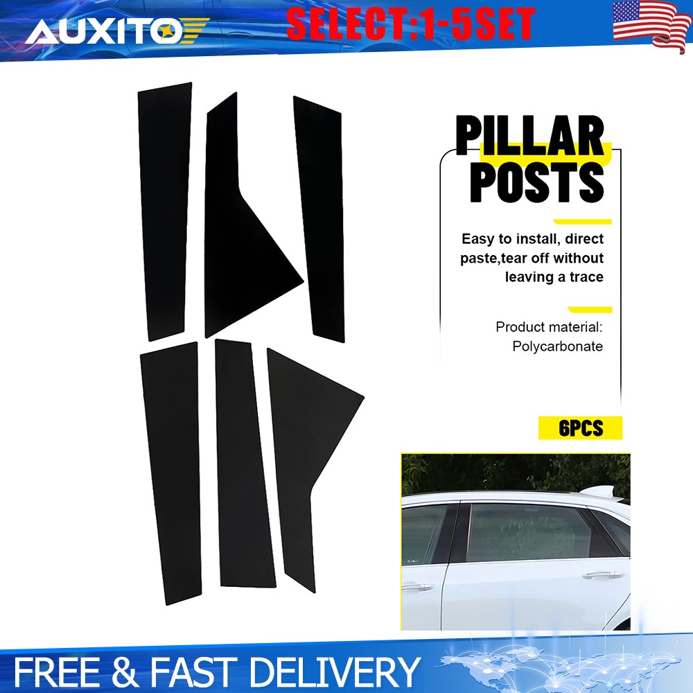 For Cadillac CT6 2016-2020 Gloss Black Window BC Pillar Post Cover Trim 6-30X