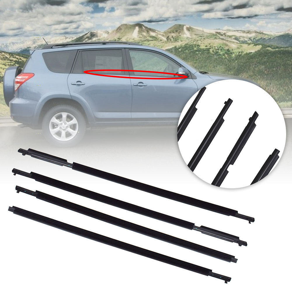 For 2009-2012 Toyota RAV4 4Pcs New Weatherstrip Window Moulding Trim Seal Belt