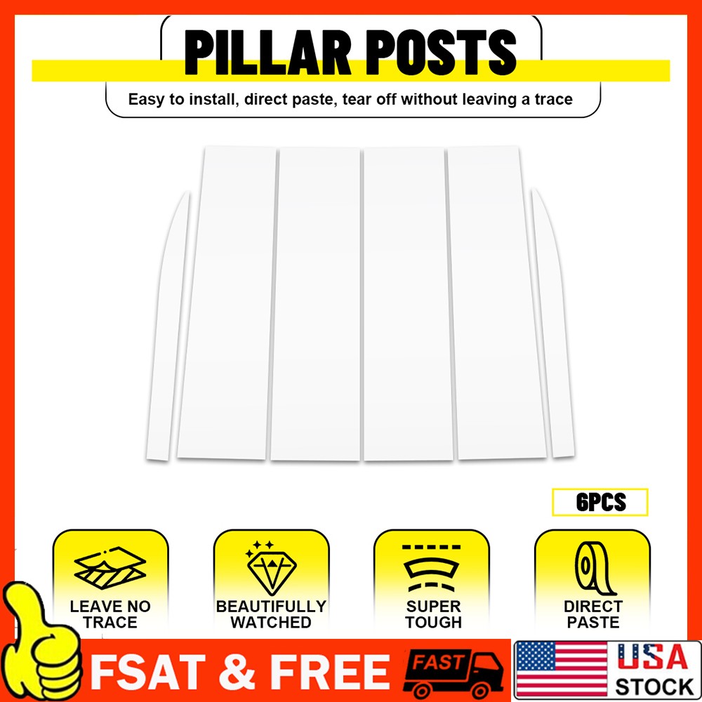 6pc For 19-24 Chevy Silverado GMC Sierra Polycarbonate Chrome Window Pillar Post