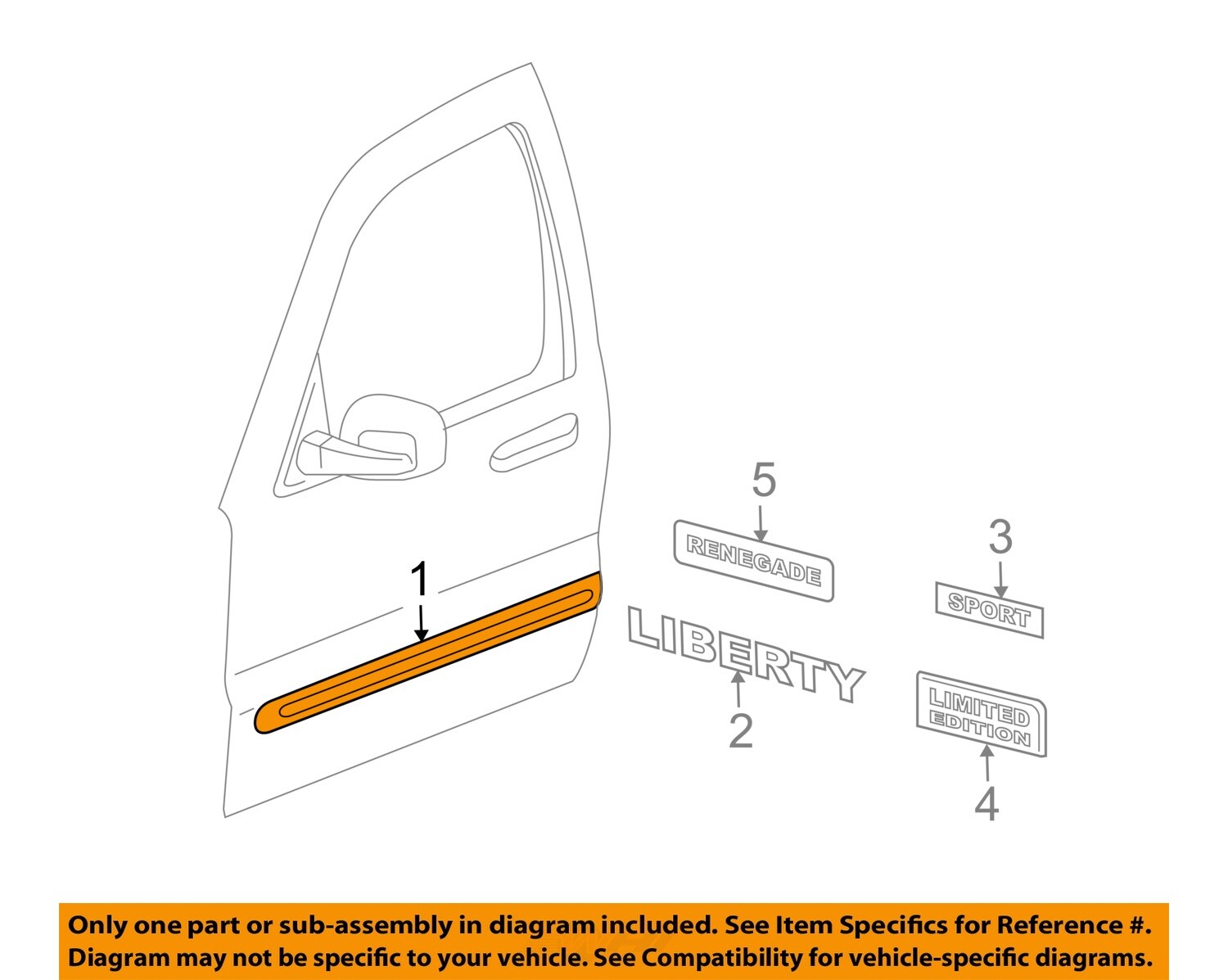 CHRYSLER OEM 02-04 Liberty Front Door Exterior Trim-Body Side Mldg 5GF54TZZAC