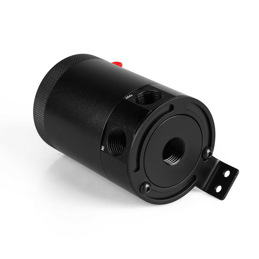 Aluminium Alloy Oil Catch Can Reservoir Tank W/ Breather Filter Baffled Black