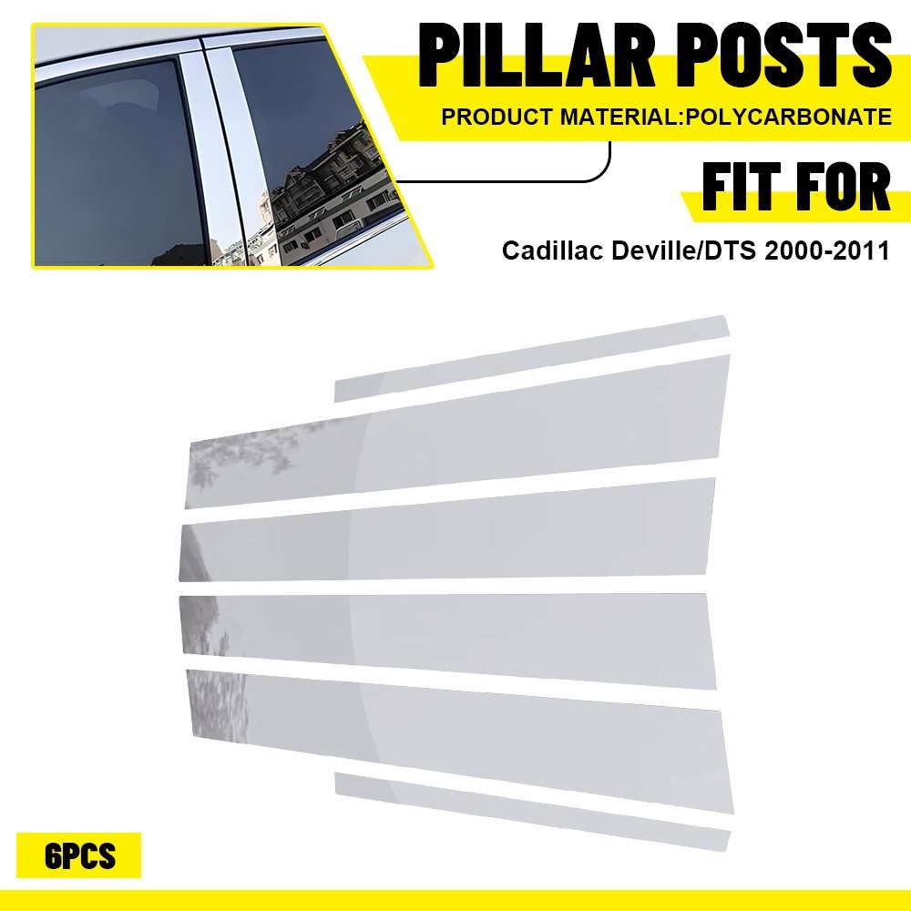 6X For Cadillac Deville/DTS 00-11 Chrome Pillar Posts Cover Door Window Decal EA