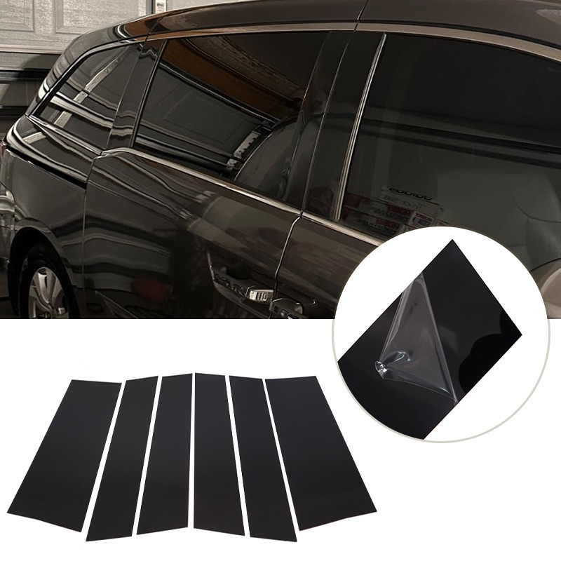 For Honda Odyssey 2011-2017 6pcs Gloss Black Window Pillar Posts Decal Door Trim