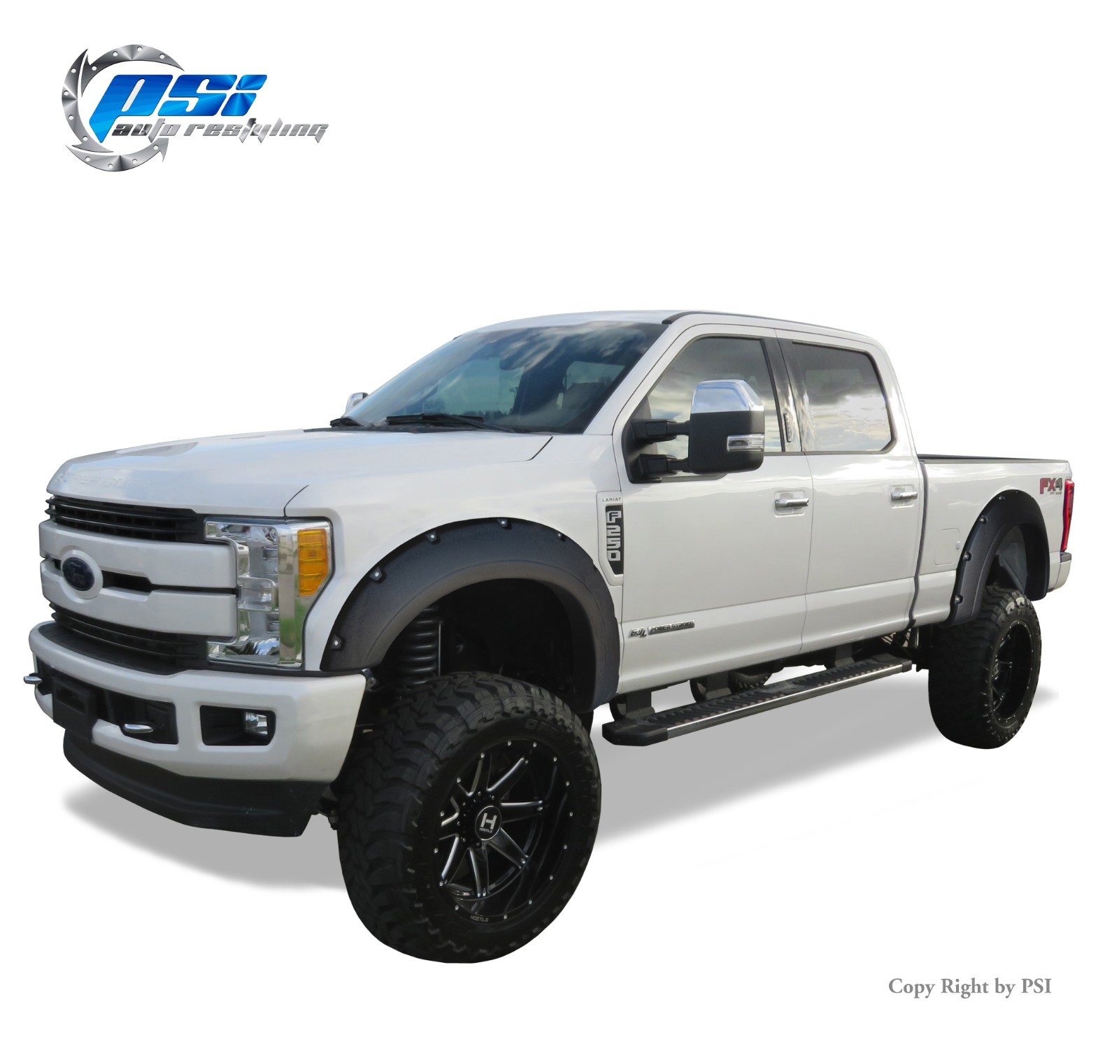 Black Textured Pocket Rivet Fender Flares 17- 20 Ford F-250, F-350 Super Duty