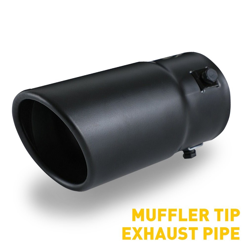2.75″ Black Car Exhaust Pipe Tip Rear Tail Throat Muffler Steel Stainless Round