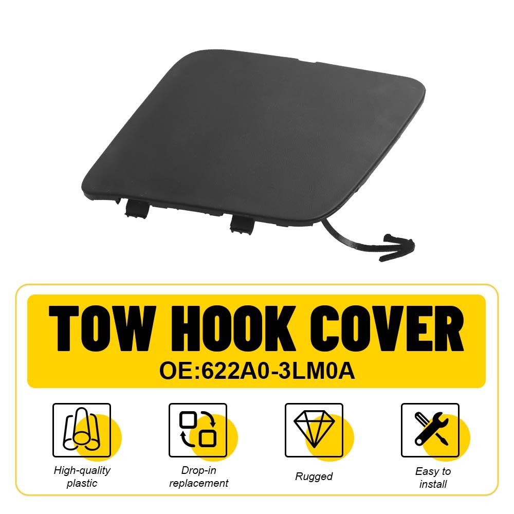 Tow Hook Cover Trailer Eye Cap Lid Unpainted Black for 2013-20 Nissan NV200 EAW
