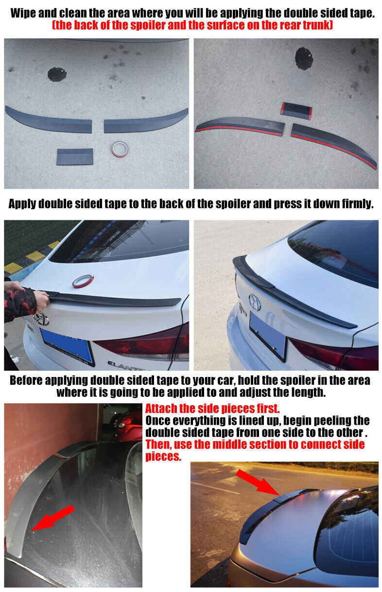 For Car Sedan Universal Adjustable Rear Trunk Spoiler Lip Lip Unpainted Black