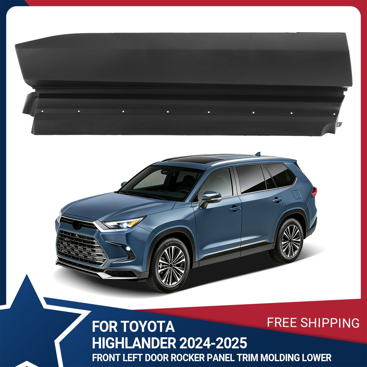 Rear Front Left Right Door Lower Molding Trim For 2024-2025 Toyota Highlander