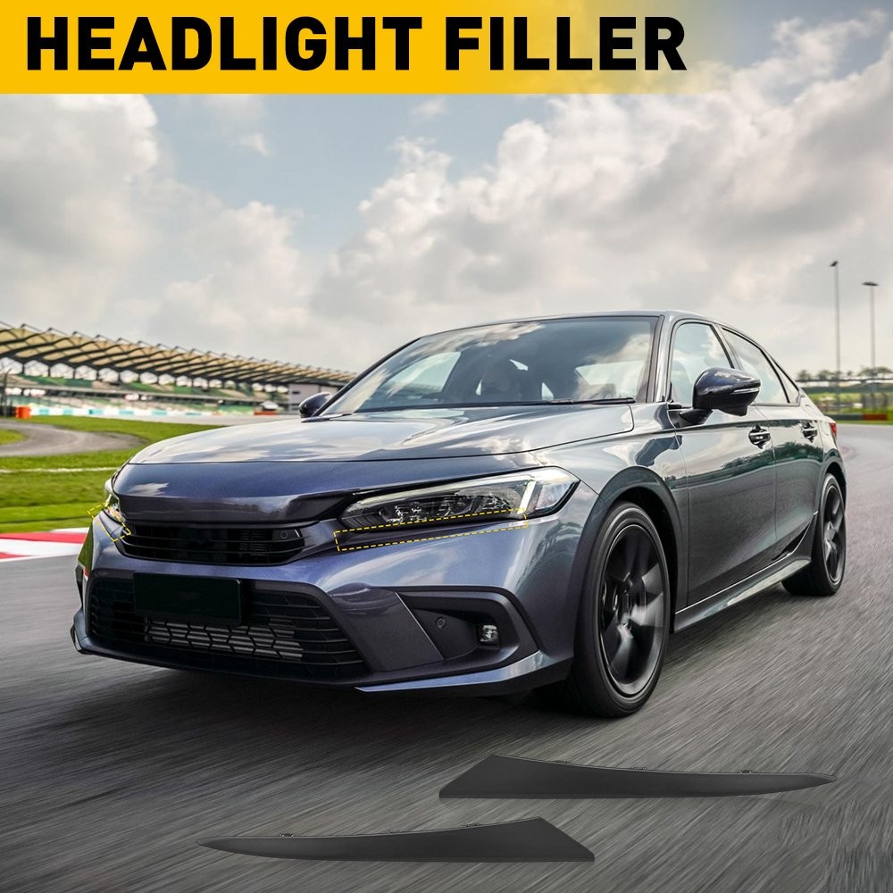 2x Headlight Eyelid Molding Trim Lower Filler Cover For 2022-2024 Honda Civic