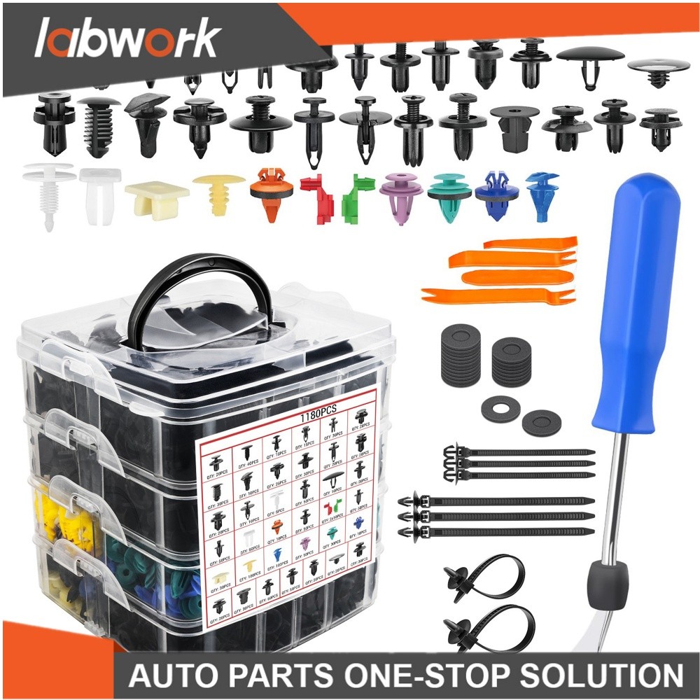 Labwork 1295PCS Car Retainer Auto Fasteners Body Plastic Trim Clips Pin Rivet