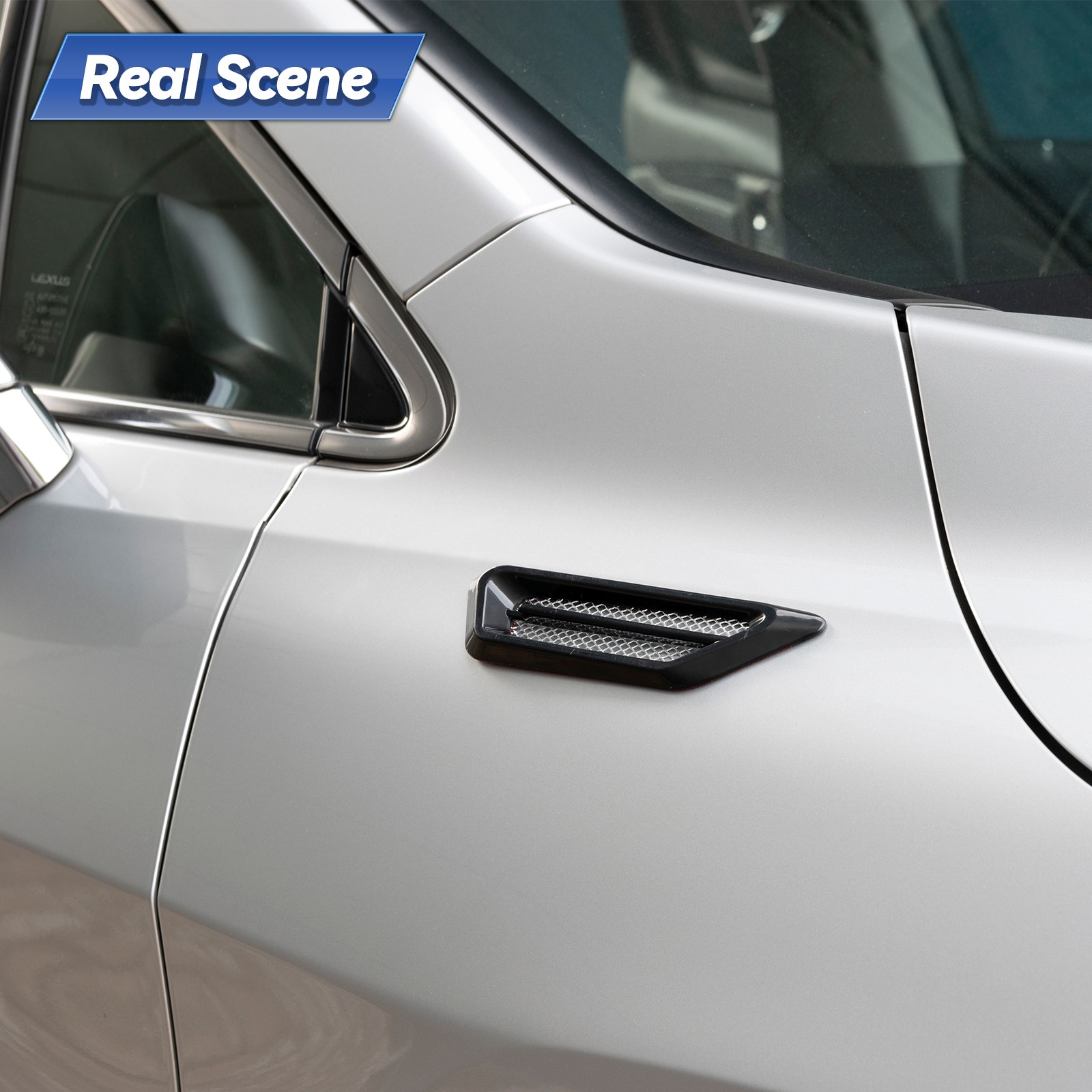 X2 Car Air Flow Fender Side Hood Mesh Vent Decoration Sticker Accessories Black;