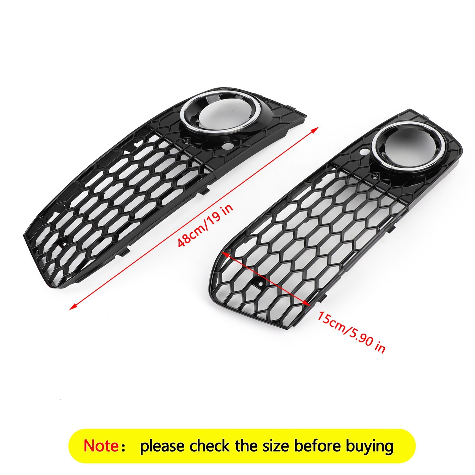 Pair Honeycomb Mesh Fog Light Open Vent Grill Intake Fit Audi A4 B8 2009-2012 #8