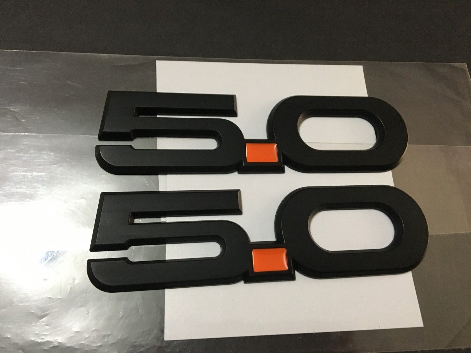 2015-2022 NEW Matte Black & Orange 5.0 Emblem Fender Badge -2pcs