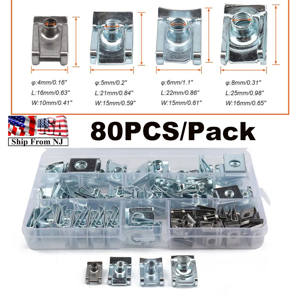 Car Motorcycle Trim Durable Steel Clip Nut/Reed U Nuts Assortment Fastener Kit