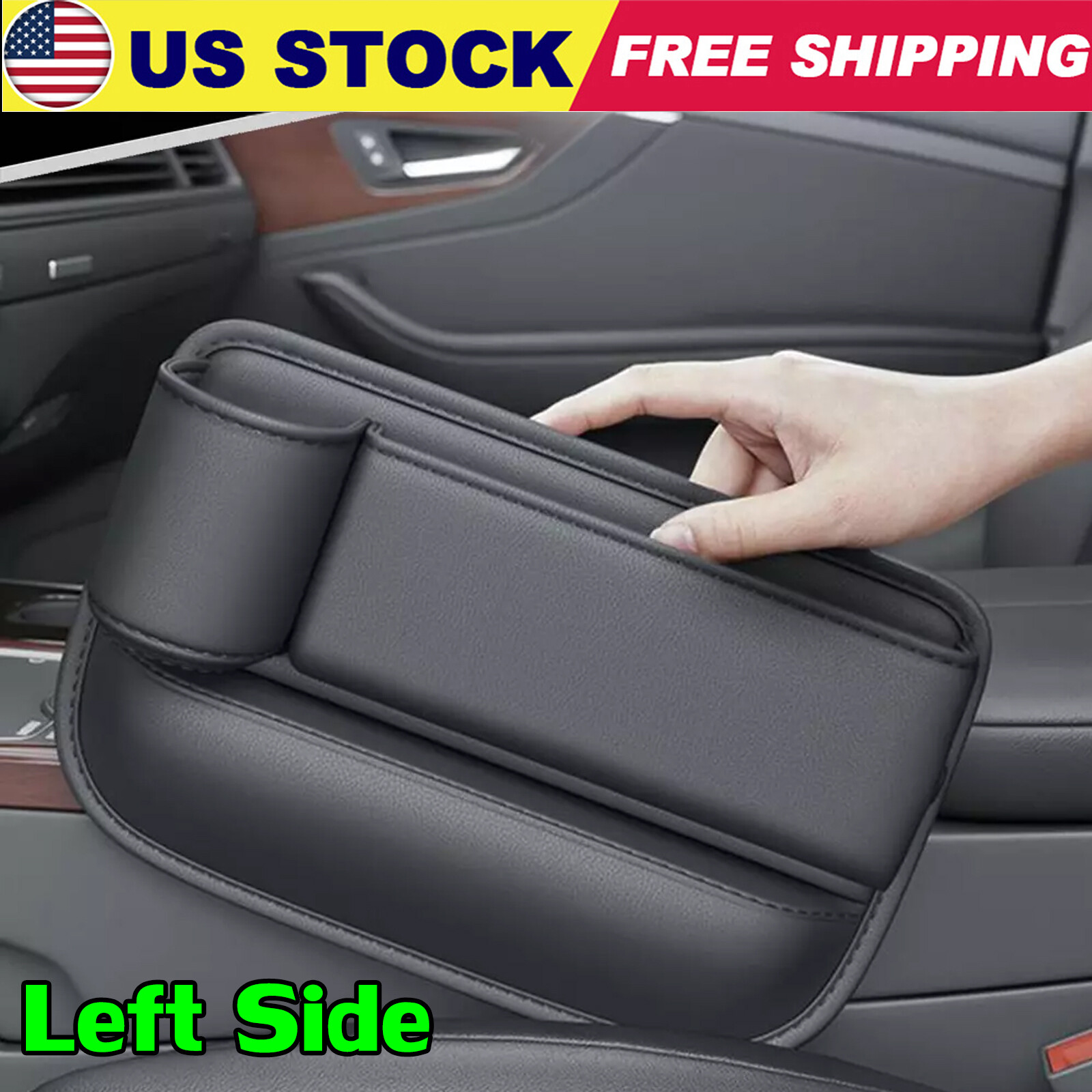 Left Side Car Seat Gap Filler Storage Bag Organizer Box Phone Holder Accessories