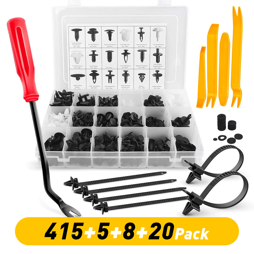 415pcs Car Bumper Clips Retainer Auto Car Plastic Rivets Fastener Fender Push