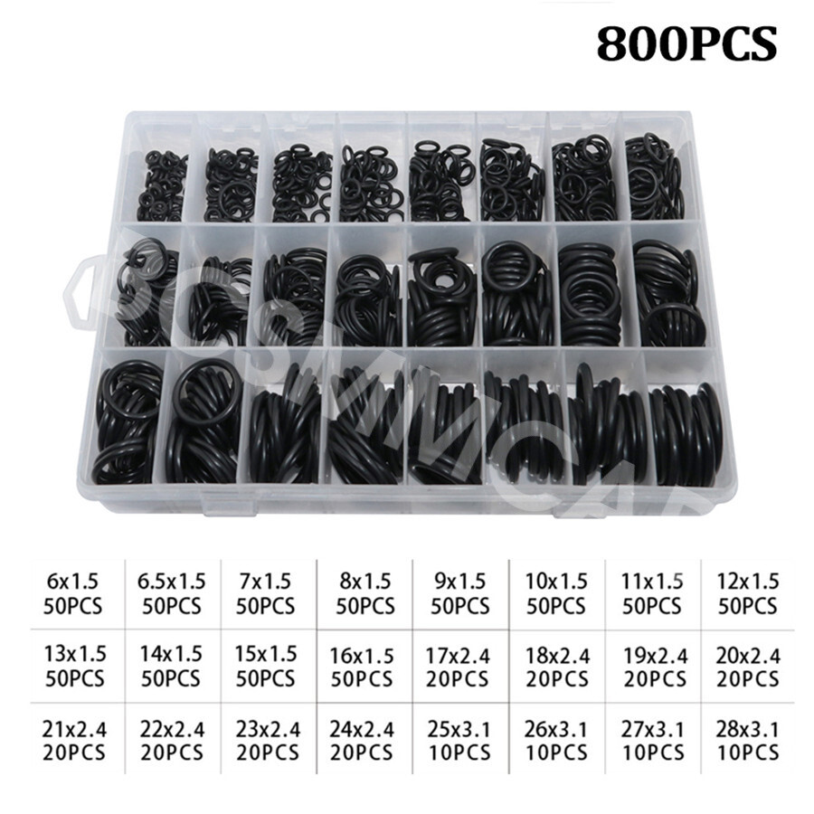 O-Ring Washer Assortment Kit Automotive O Ring Nitrile Silicone Rubber Set 800PC