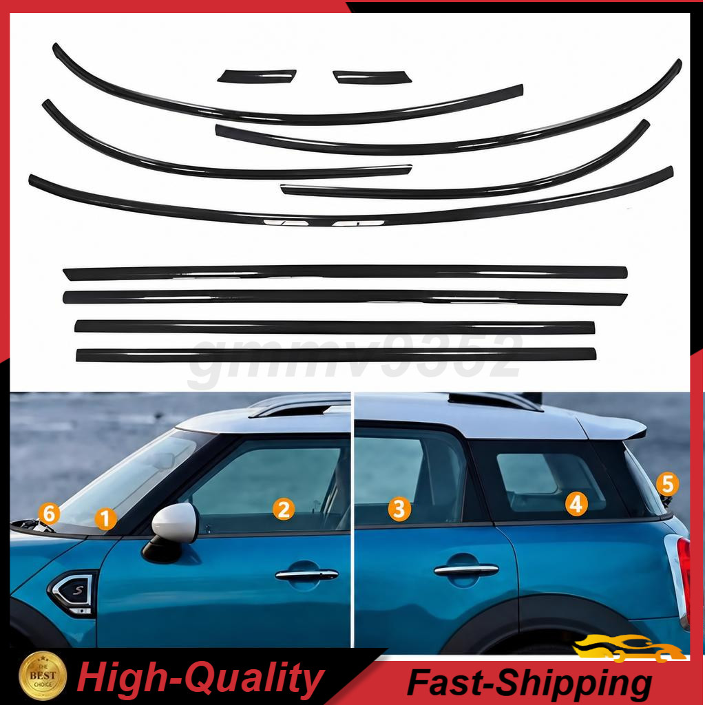 Gloss Black For Mini Cooper Countryman R60 2010-2016 Stainless Car Window Trim