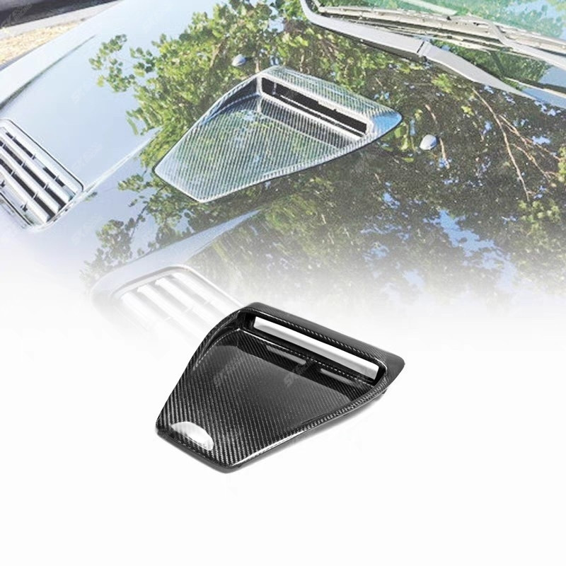 Carbon Fiber/Glossy Black Hood Air Vent Intake Fit 2008-15 Mitsubishi Evolution