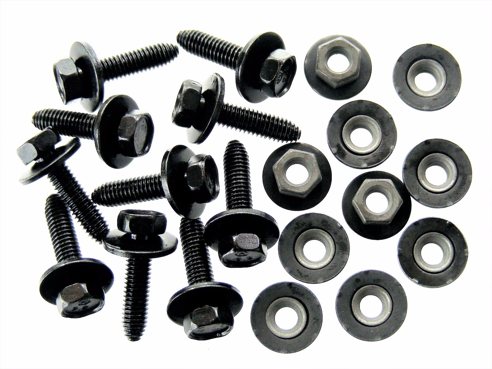 Ford 6mm Body Bolts & Nuts- M6-1.0 x 25mm Long- 10mm Hex- 20pcs (10ea)- #122