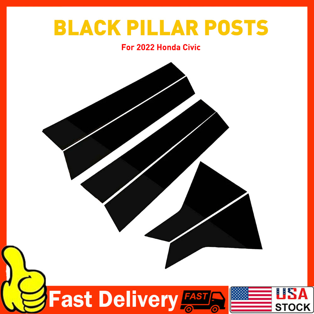 US 6Pcs Black Window Pillar BC Posts Trim Cover For Honda Civic sedan 11th 2022