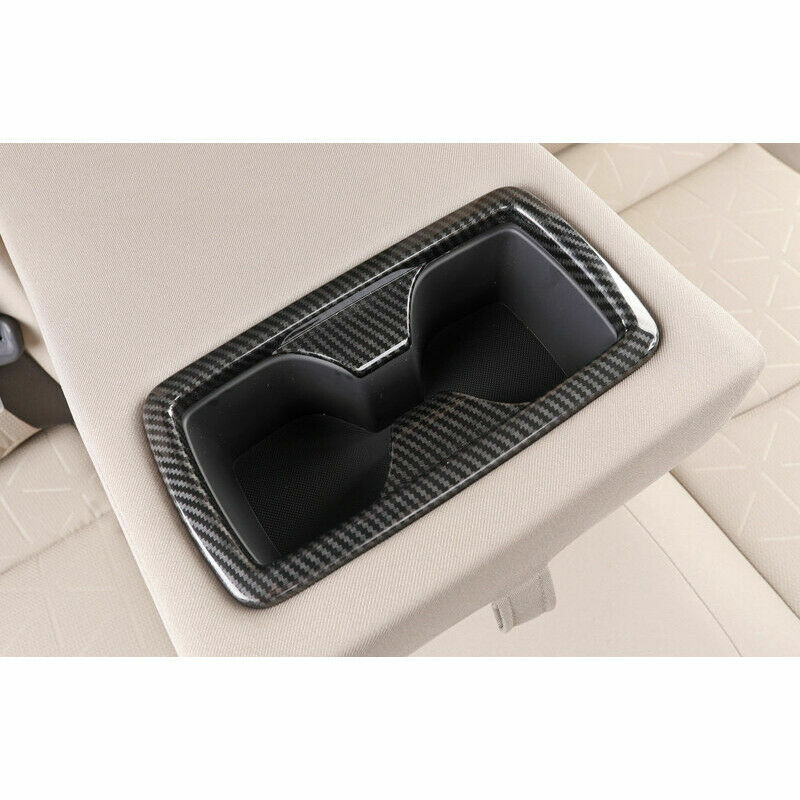 Carbon Fiber Look Rear Water Cup Holder Cover Trim For Toyota RAV4 2019-2021