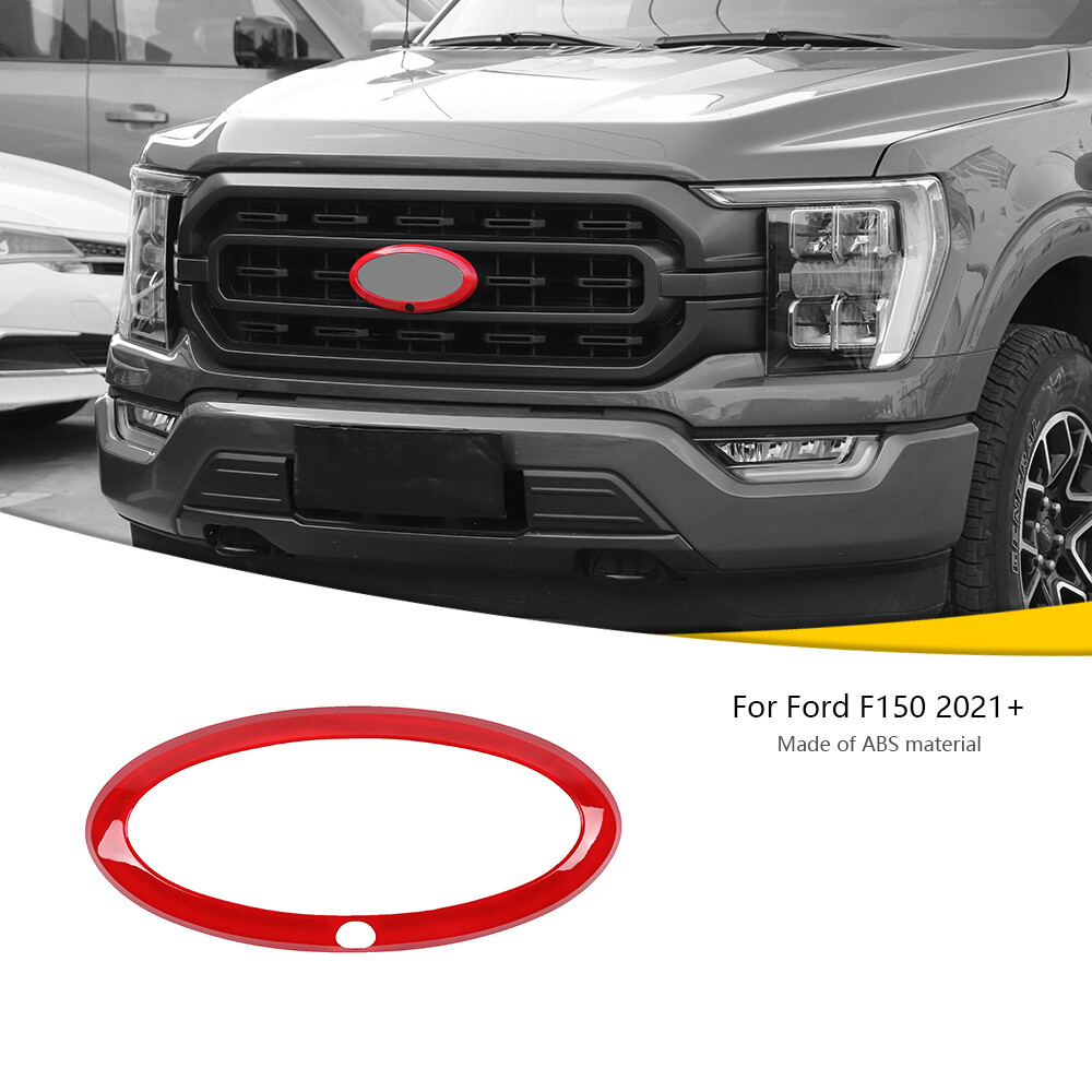 Red Front Grille Logo Emblem Badge Ring Cover For Ford F150 2021-22 With Camera