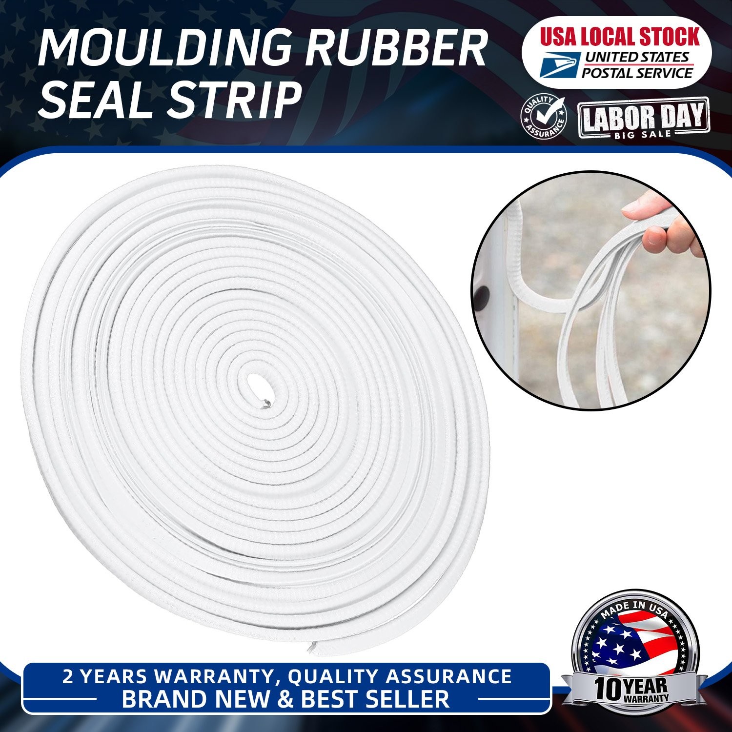 6M/20Ft White Car Door Edge Anti-collision Seal Strip U Shape Rubber no Adhesive