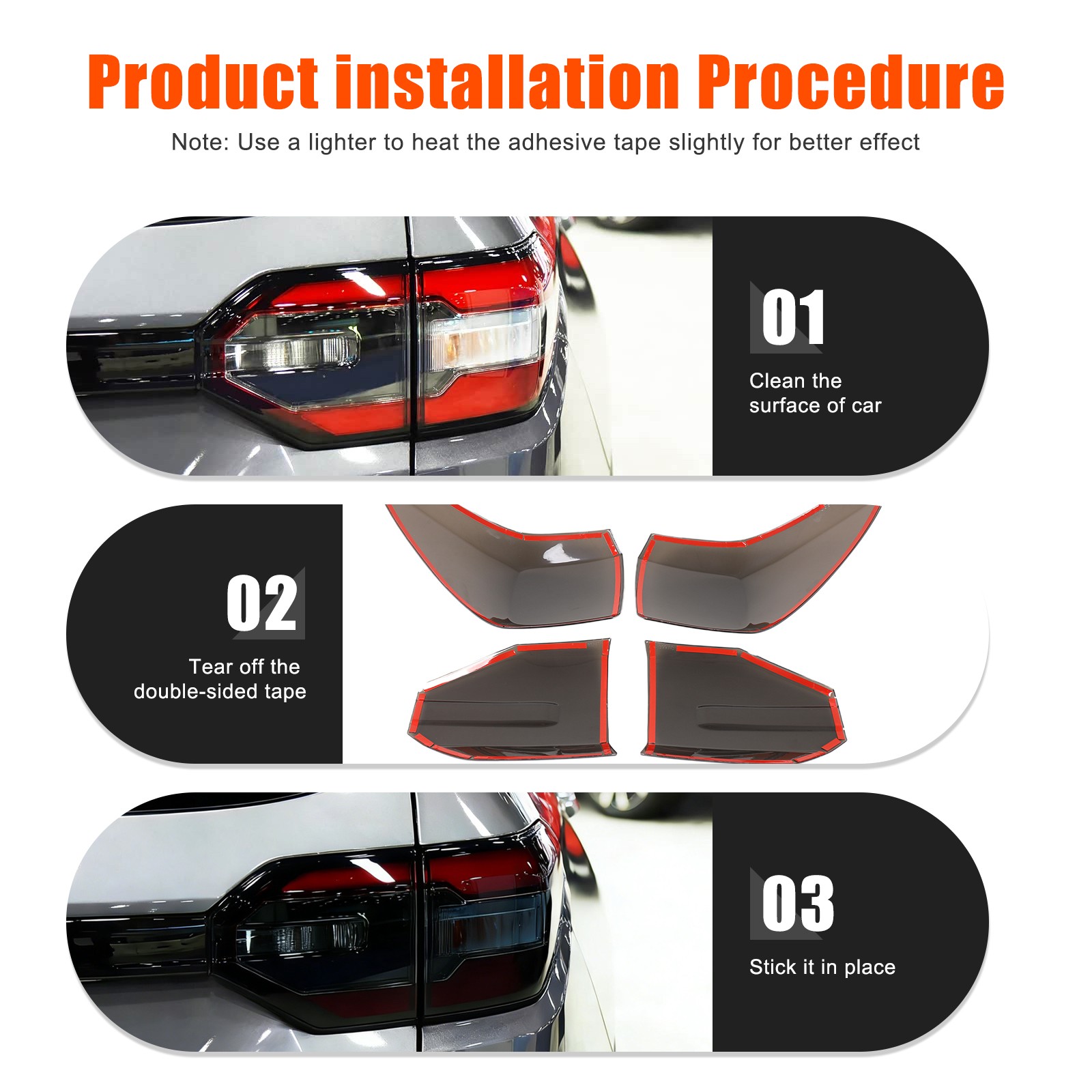 Smoked Black Rear Tail Light Trim Bezel Cover Overlay For Honda Pilot 2023+