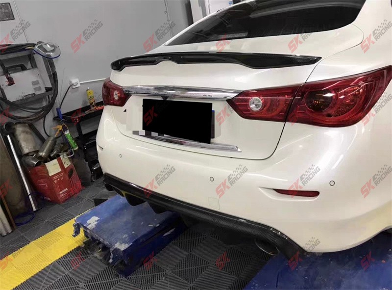 Glossy Black/Carbon Fiber Fits INFINITI Q50 2014-17 Rear Trunk Spoiler Wing Kits