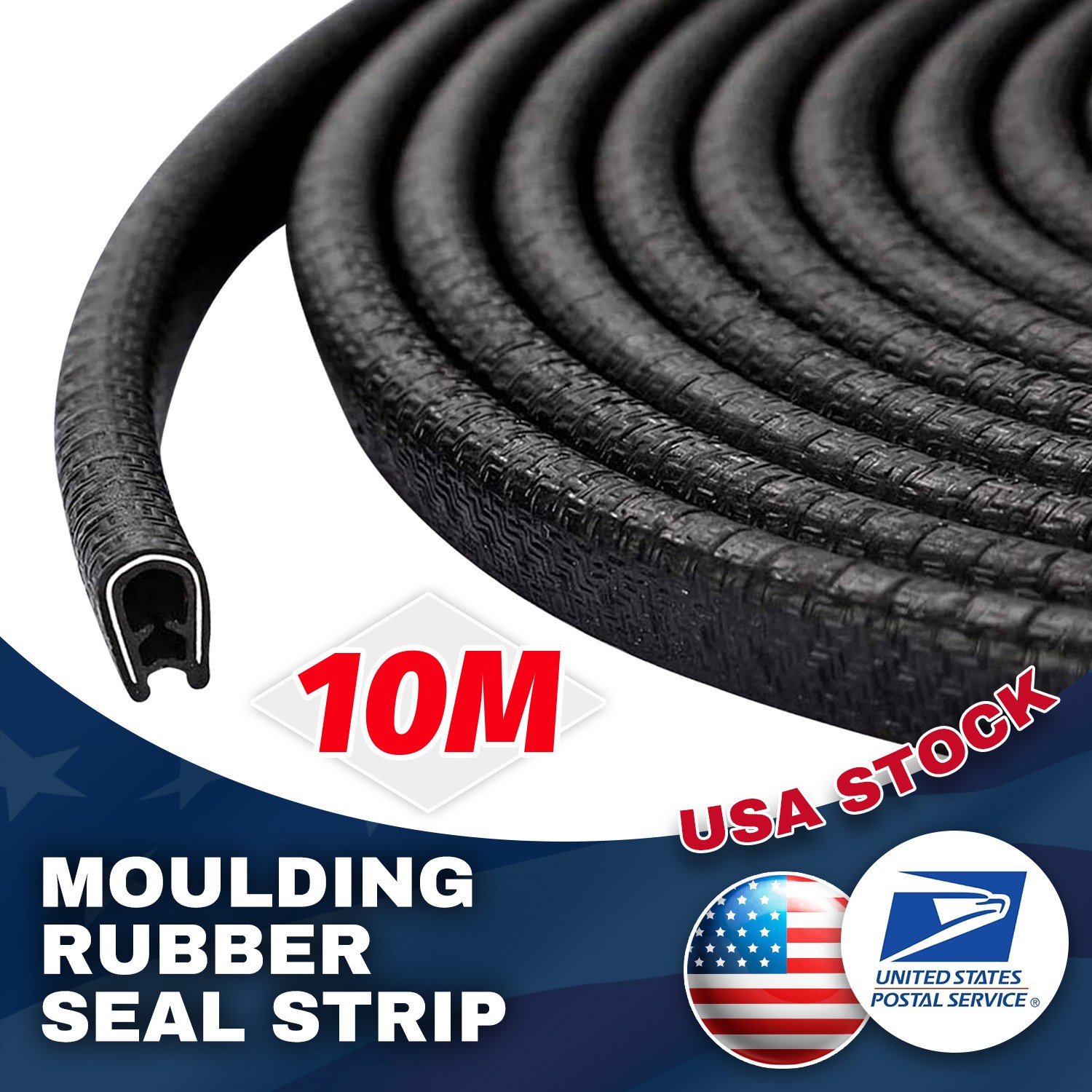 33Ft Pinch Weld Rubber Sealing U-shaped Trim Strip Car Door Edge Isolation Noise