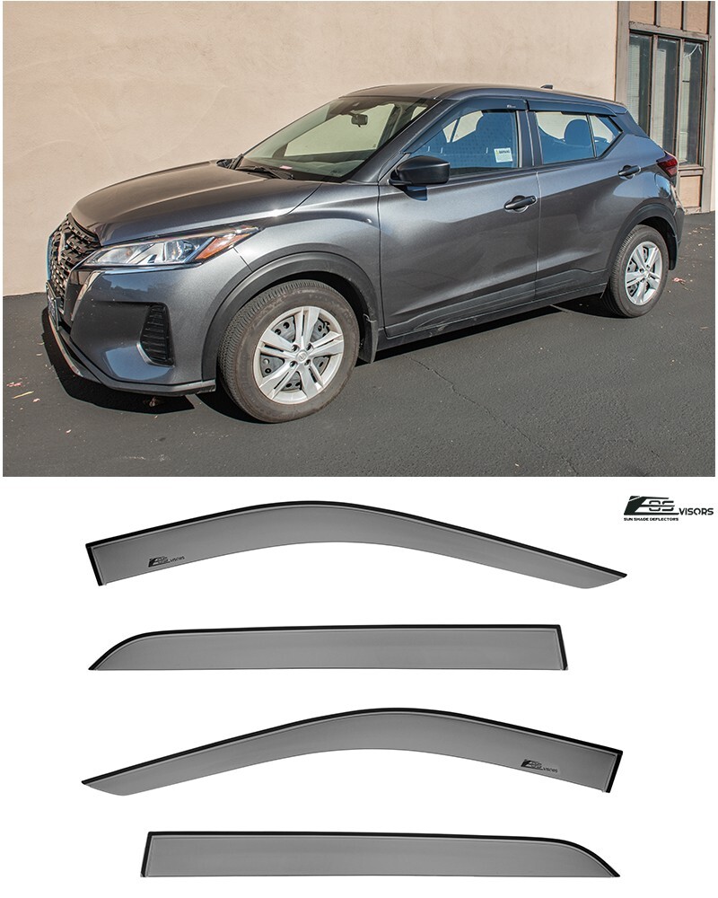 EOS Visors For 18-Up Nissan Kicks JDM Tape-On Style Side Window Vent Rain Guards