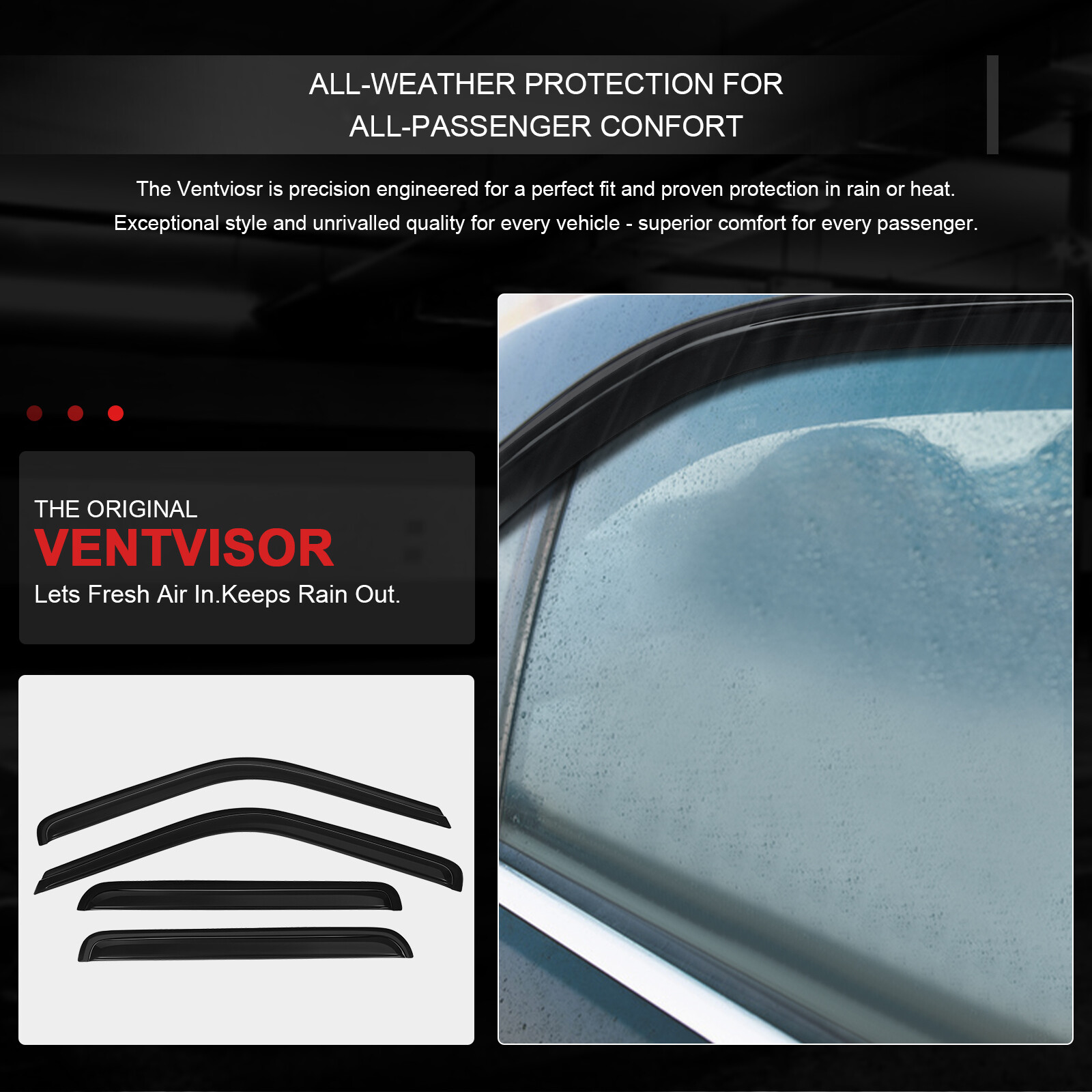 For 92-00 Chevy/GMC C/K 1500 Crew Cab Window Visor Vent Shade Guard Deflector