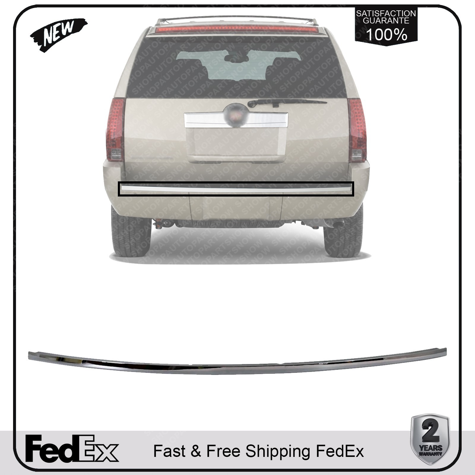NEW Rear Bumper Molding Strip For 2007-2014 Cadillac Escalade / Escalade Esv