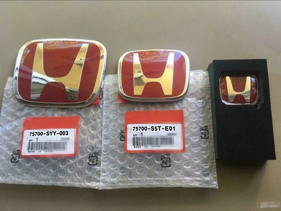 ⭐3x Red Emblem Front Rear Steering Badge Fit 2008-17 Honda Accord EX LX Sedan