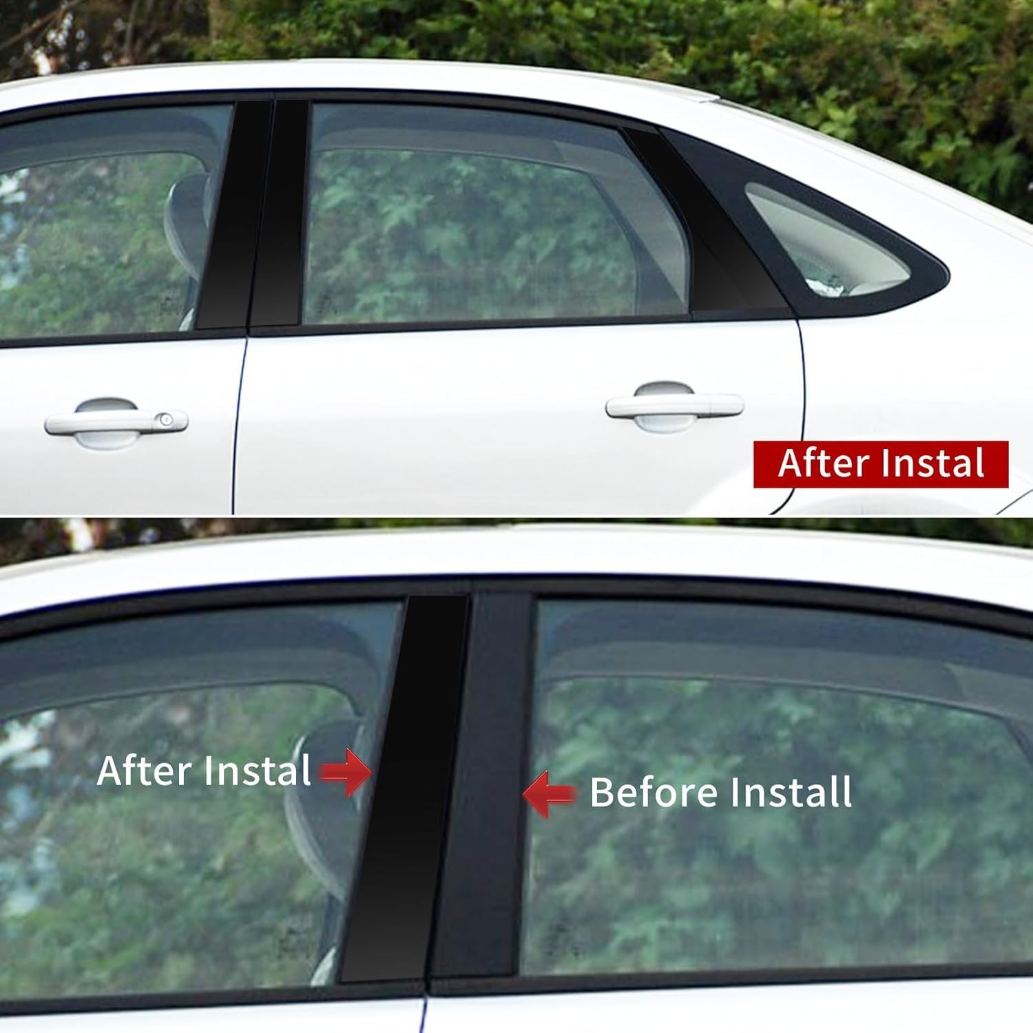 Custom-Fit 6PCS Window Cover Trim for Ford Focus 2008-2011 with Glossy Finish