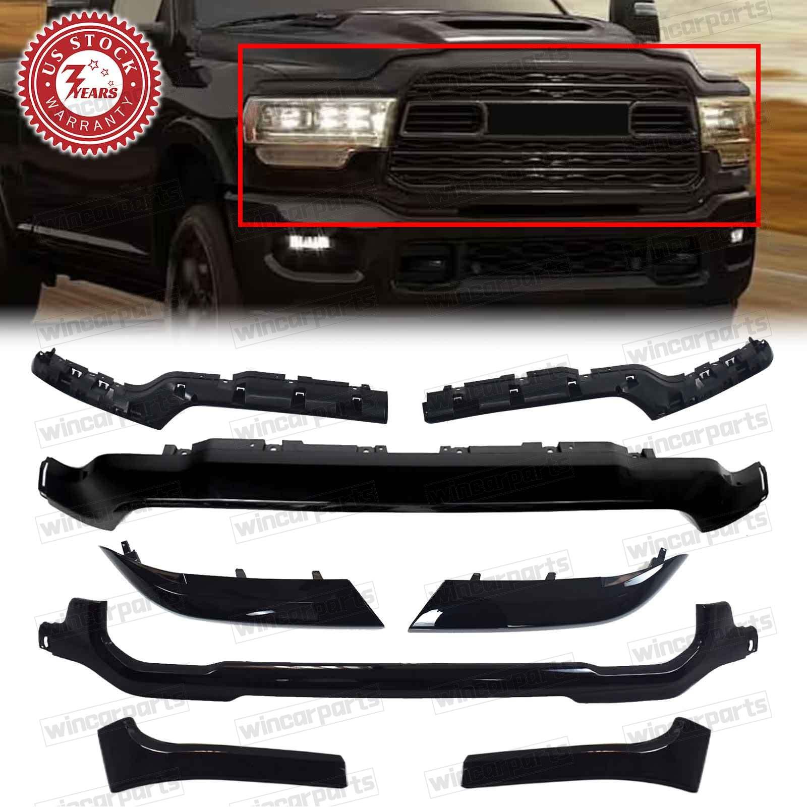 For 2019-2024 RAM 2500 3500 4500 Front Bumper Upper & Lower Grille Molding Trims