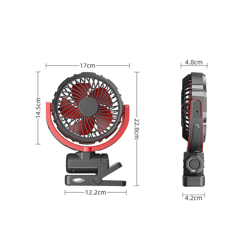 Vehicle Car Cooling Clamp Fan 2000mAh USB Rechargeable Fan Cooler 900° Rotatable