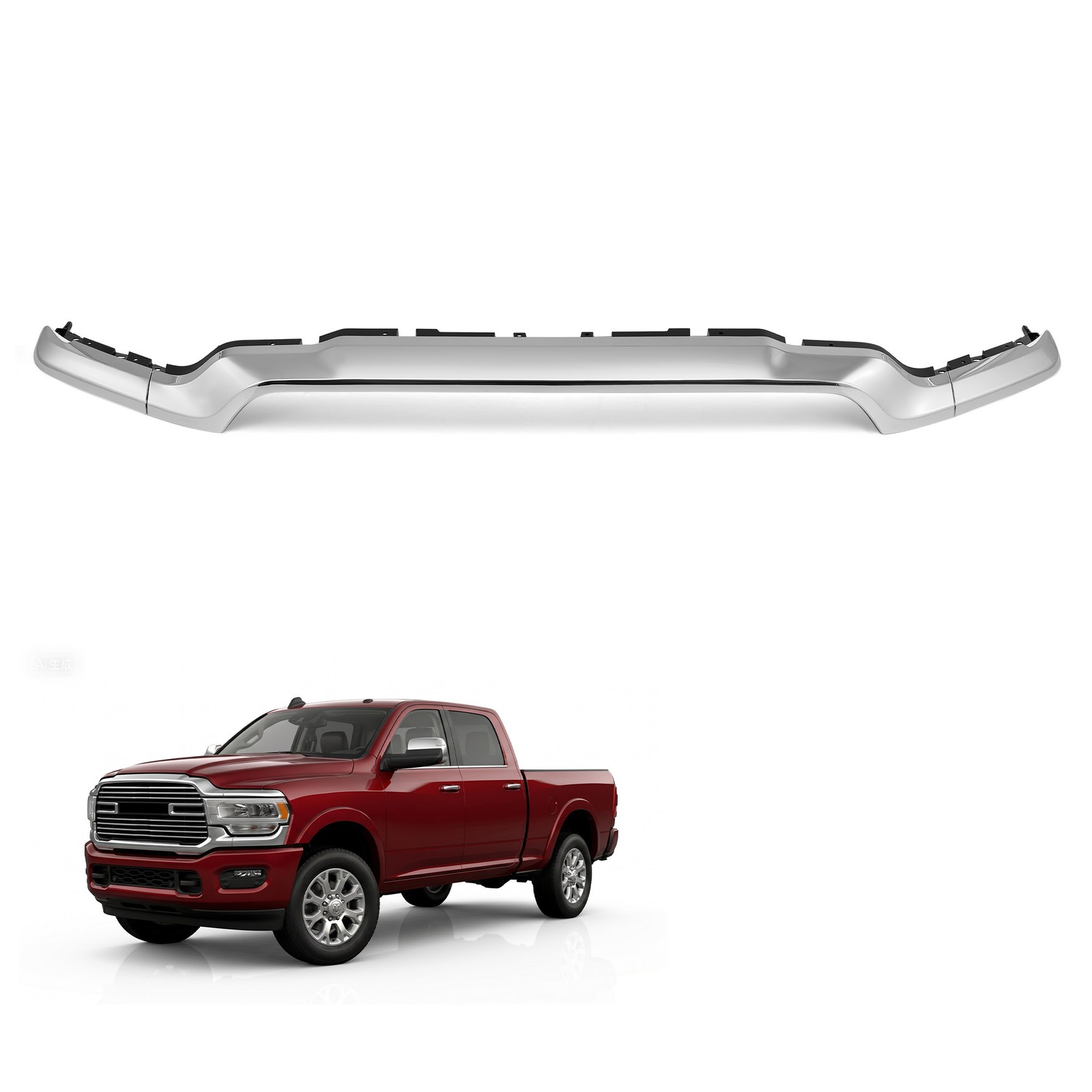 For 2019-2024 Ram 2500 3500 4500 Front Bumper Upper Grille Trim Molding Chrome