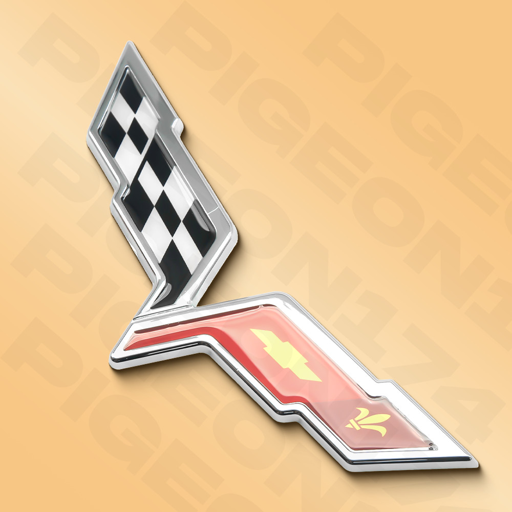 Hood / Trunk Crossed Flags Emblem For Corvette C6 Z06 ZR1 & G Sport Badge Decal