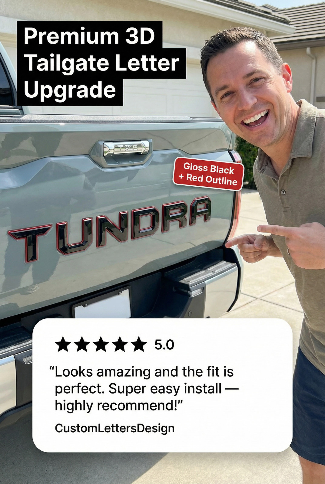 Black Red Emblem compatible TOYOTA 2022-2026 TUNDRA Front tailgate letters